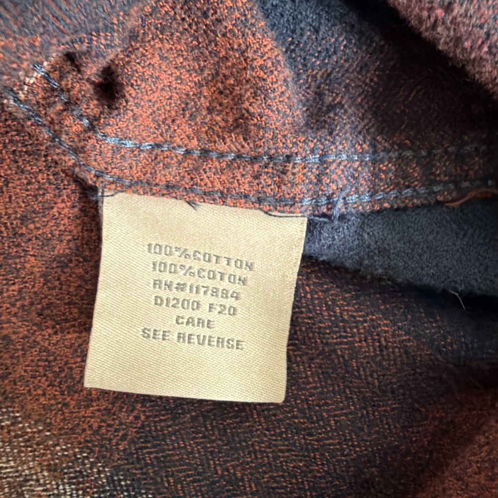 Dakota Grizzly Flannel Button Down Shirt Men's XL Navy Burgundy Tan Cotton - Picture 4 of 10